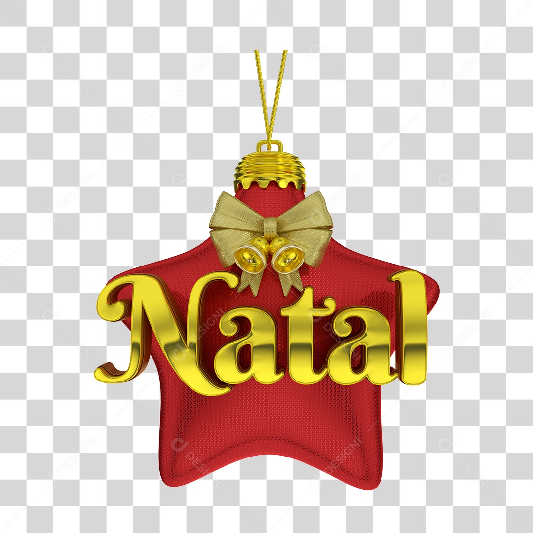 Selo 3D Natal Estrela PNG Transparente Sem Fundo