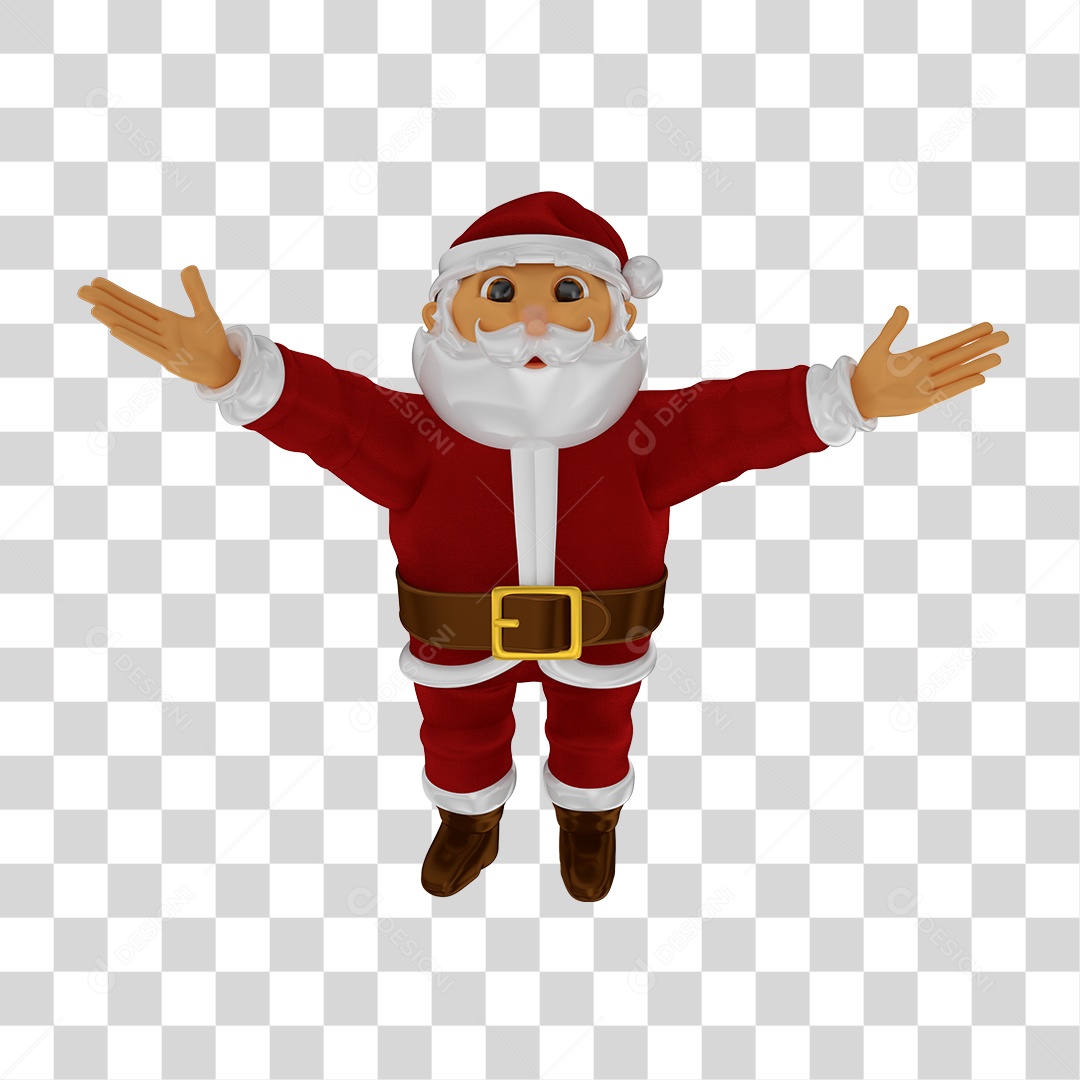 Elemento 3D de Natal Papai Noel de Braços Abertos PNG Transparente Sem Fundo