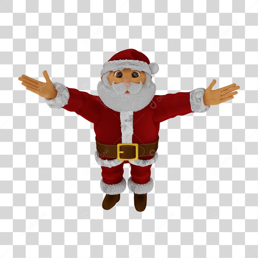 Elemento 3D de Natal Papai Noel de Braços Abertos PNG Transparente Sem Fundo