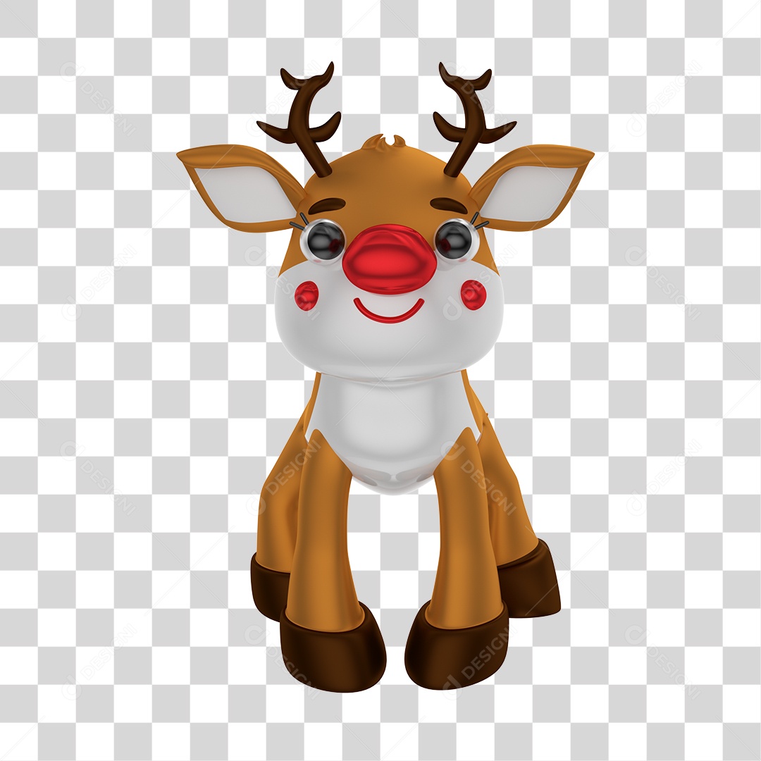 Elemento 3D de Natal Rena PNG Transparente Sem Fundo