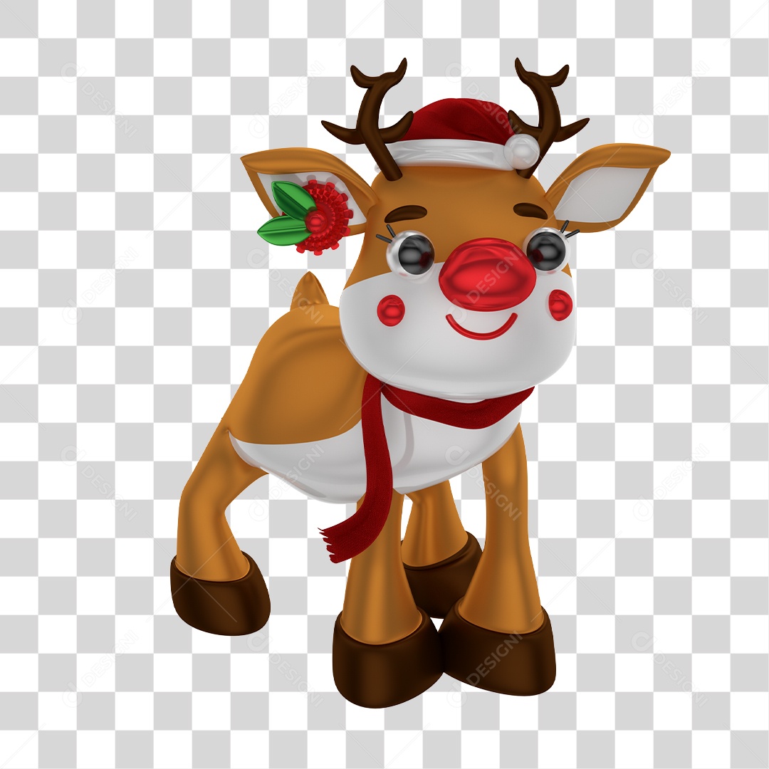 Elemento 3D de Natal Rena PNG Transparente Sem Fundo
