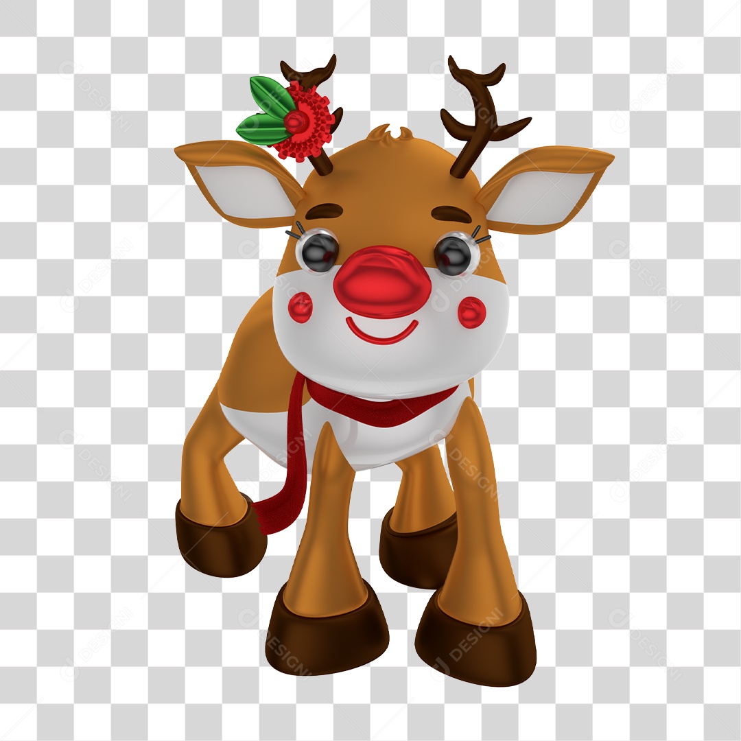 Elemento 3D de Natal Rena PNG Transparente Sem Fundo