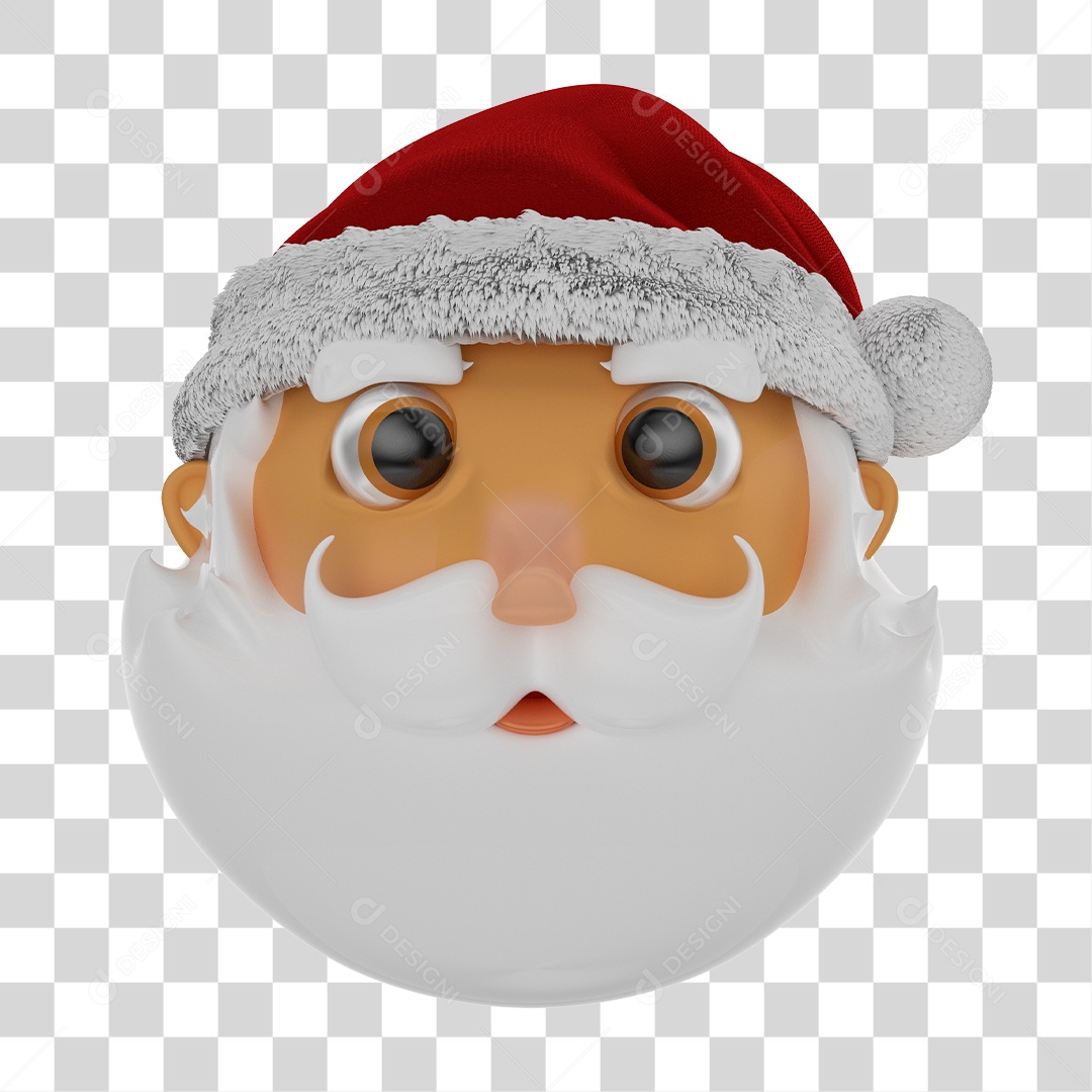 Elemento 3D de Natal Rosto Papai Noel PNG Transparente Sem Fundo