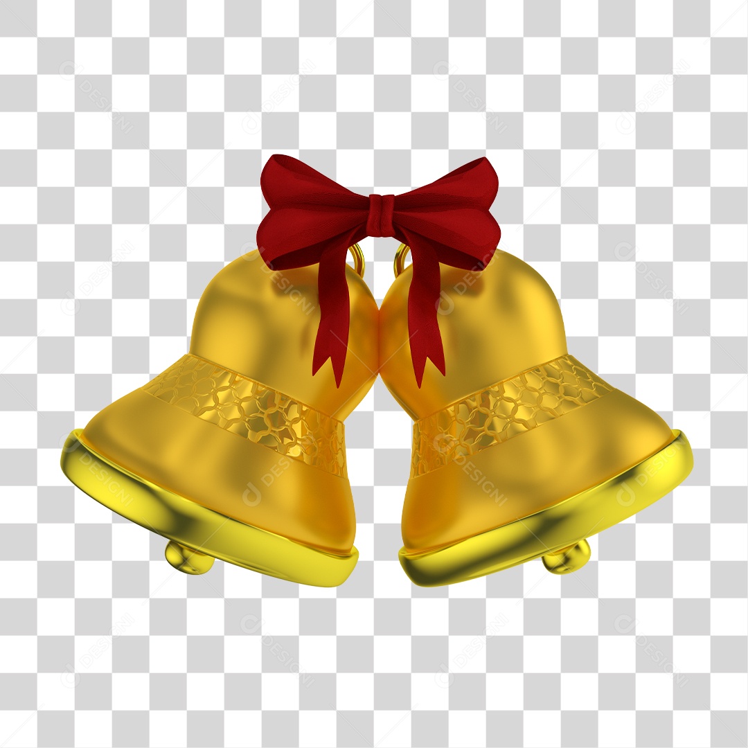Elemento 3D de Natal Sinos PNG Transparente Sem Fundo