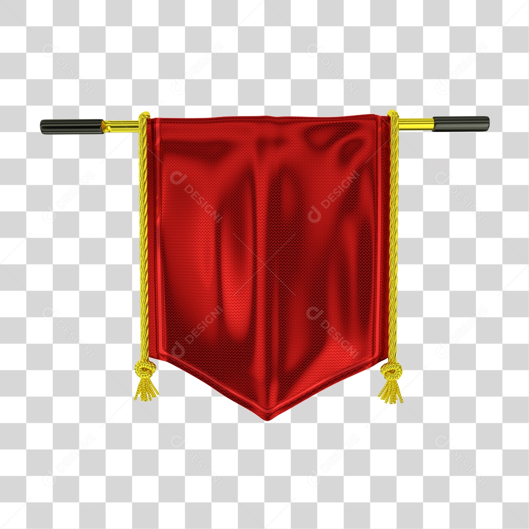 Elemento 3D de Natal Bandeira Vermelha PNG Transparente Sem Fundo