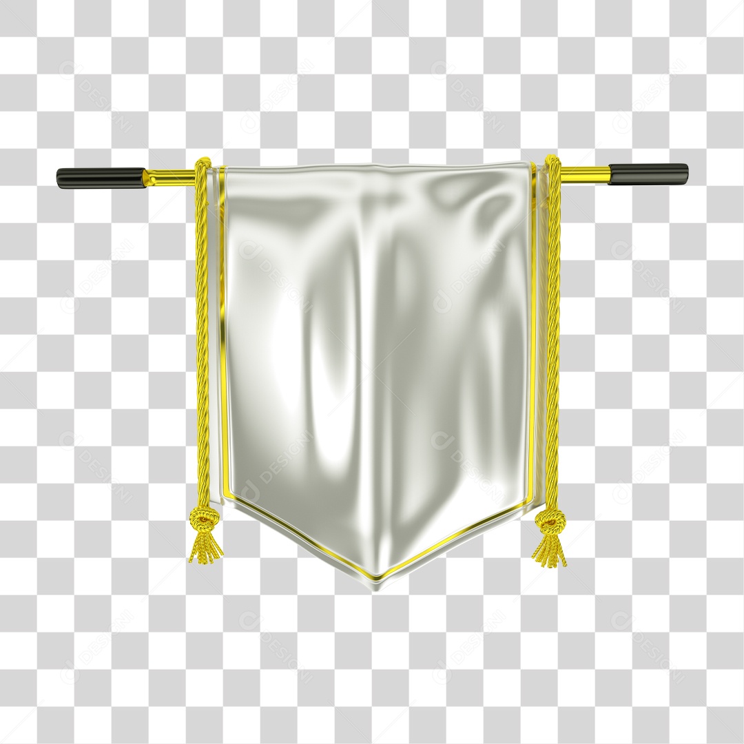 Elemento 3D de Natal Bandeira Branca PNG Transparente Sem Fundo