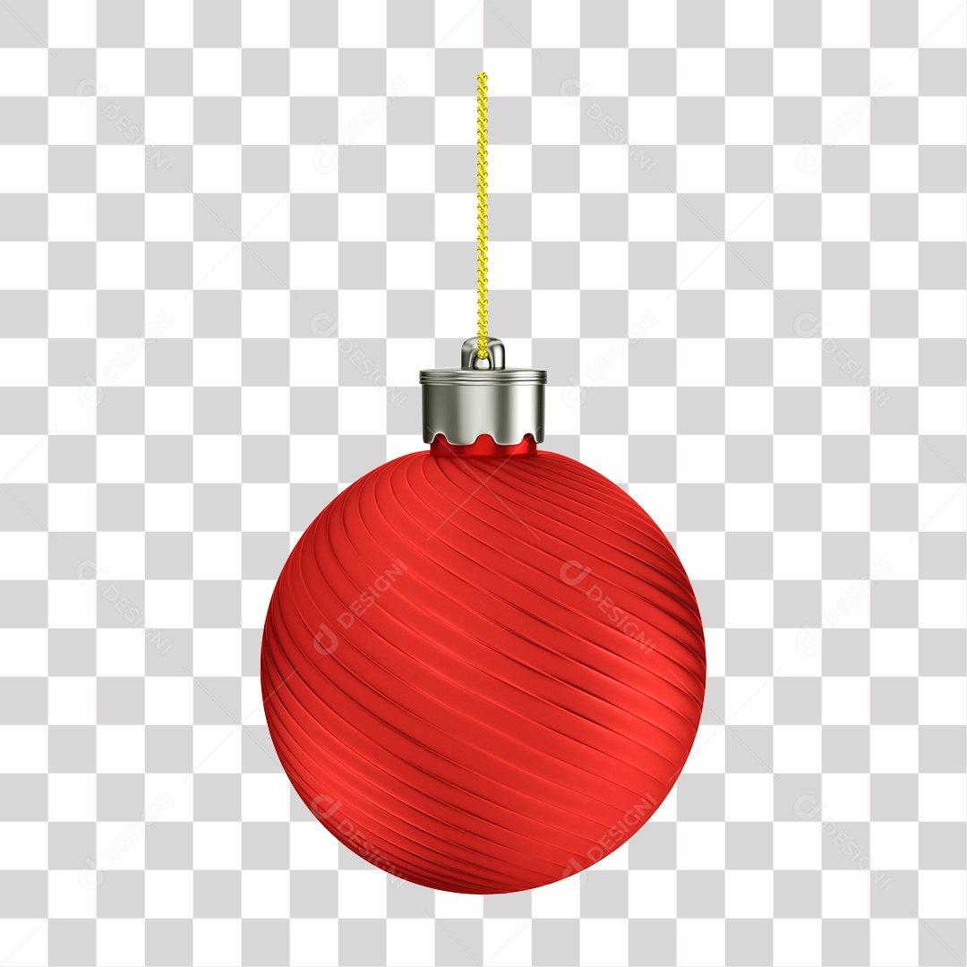 Elemento 3D Bola de Natal Vermelha PNG Transparente Sem Fundo