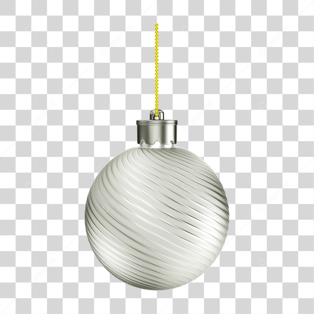 Elemento 3D Bola de Natal Branca PNG Transparente Sem Fundo