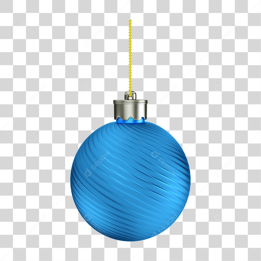 Elemento 3D Bola de Natal Azul PNG Transparente Sem Fundo