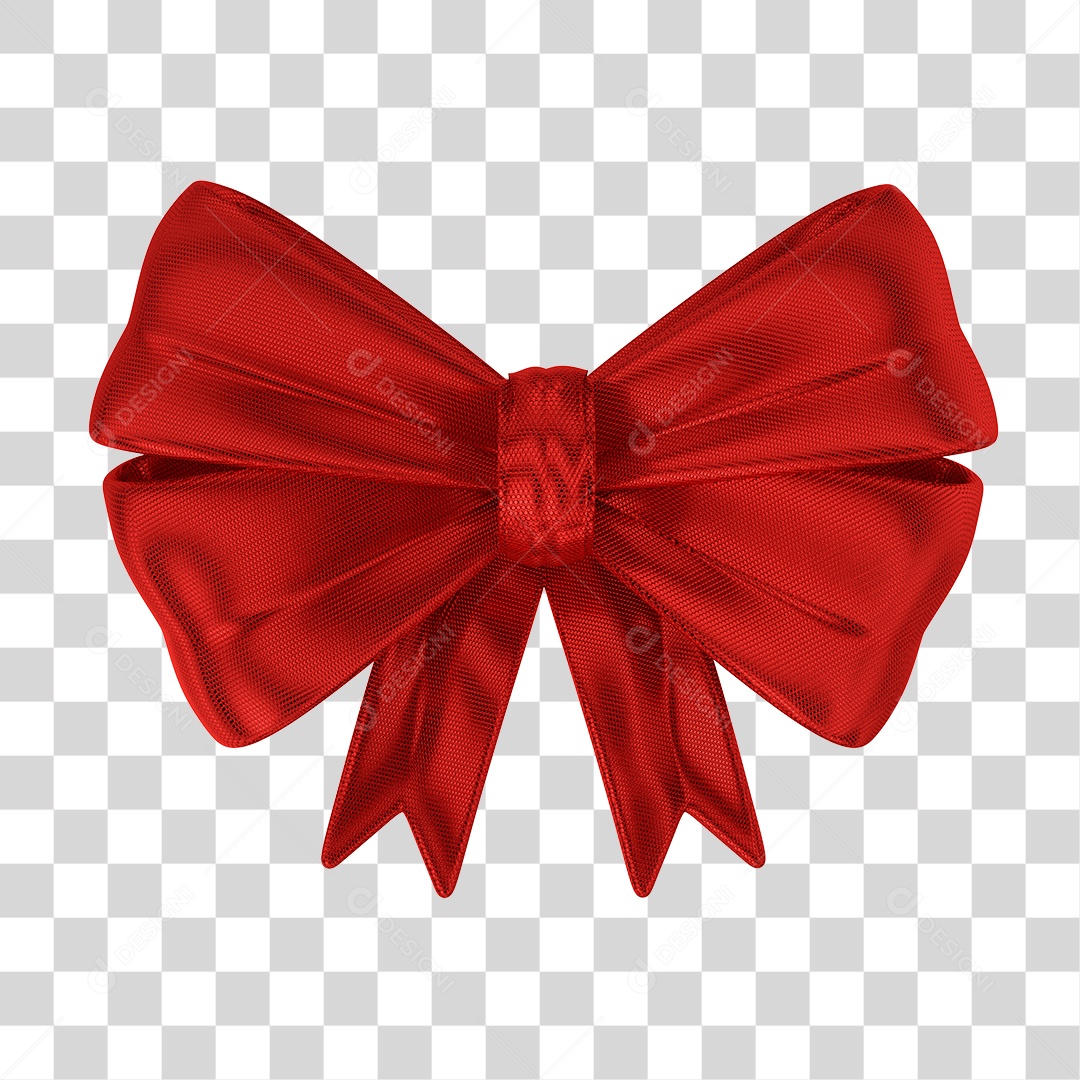 Elemento 3D de Natal Laço Vermelho PNG Transparente Sem Fundo