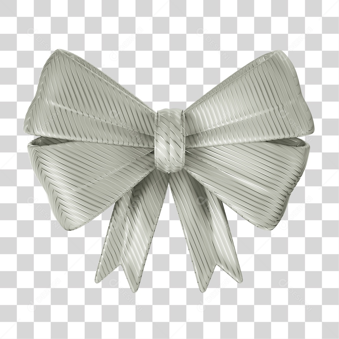 Elemento 3D de Natal Laço Branco PNG Transparente Sem Fundo