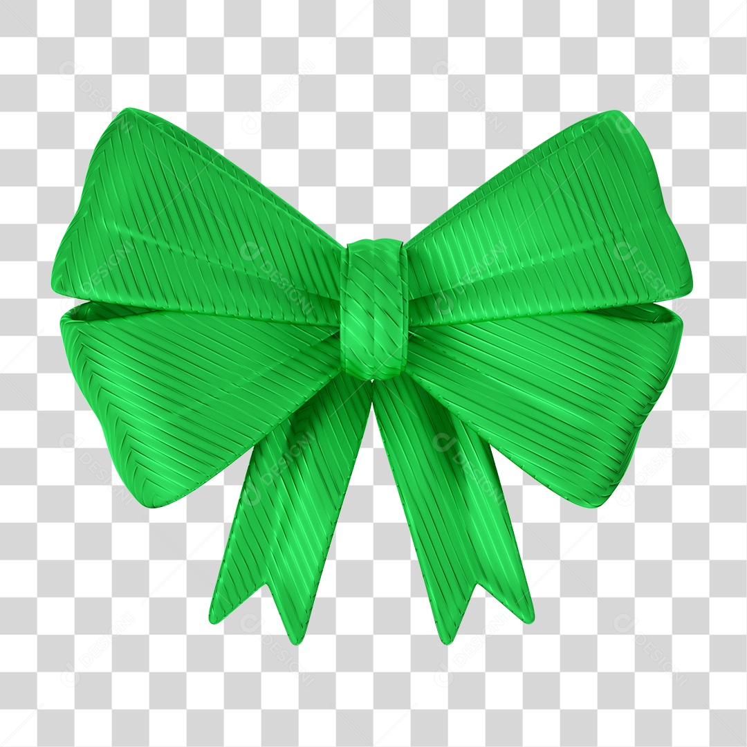 Elemento 3D de Natal Laço Verde PNG Transparente Sem Fundo