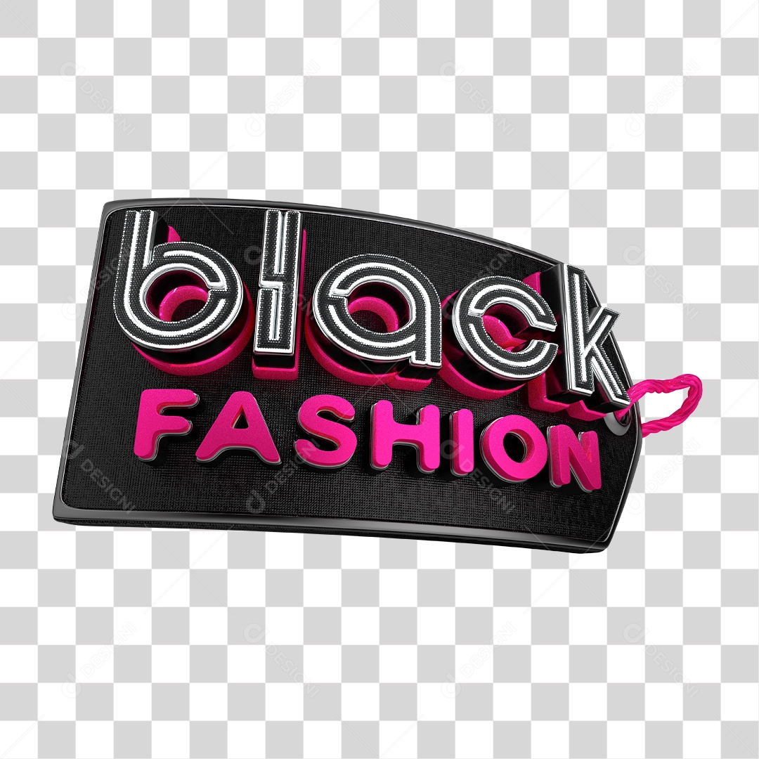 Selo 3D para Composição Black Fashion PNG Transparente Sem Fundo