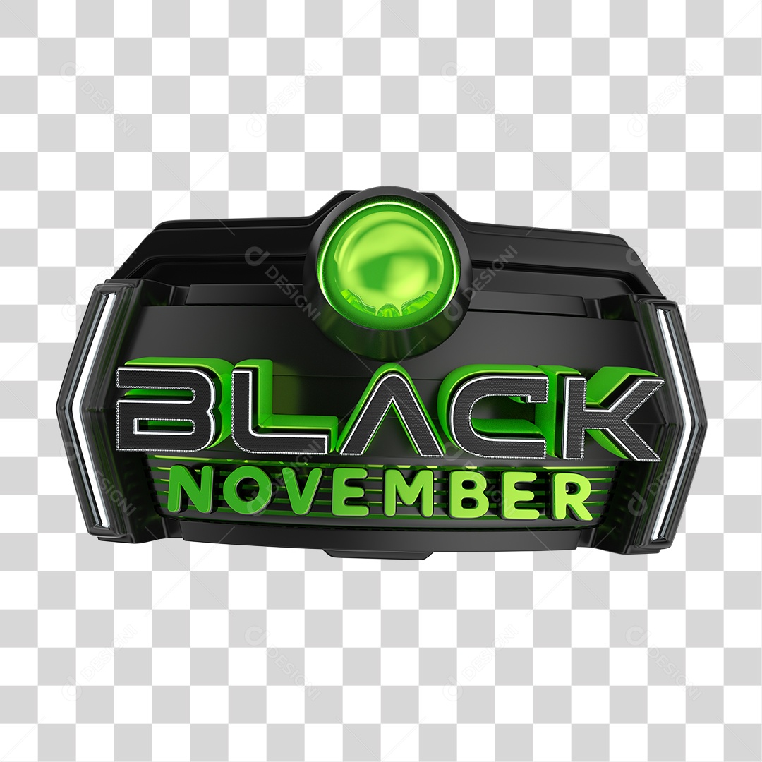Selo 3D para Composição Black November PNG Transparente Sem Fundo