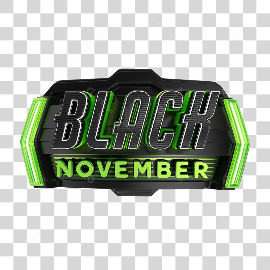 Selo 3D para Composição Black November PNG Transparente Sem Fundo