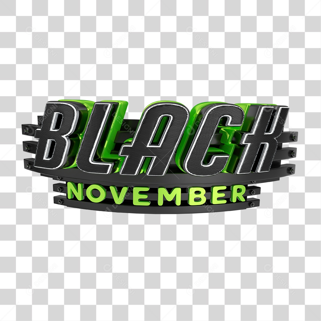 Selo 3D para Composição Black November PNG Transparente Sem Fundo