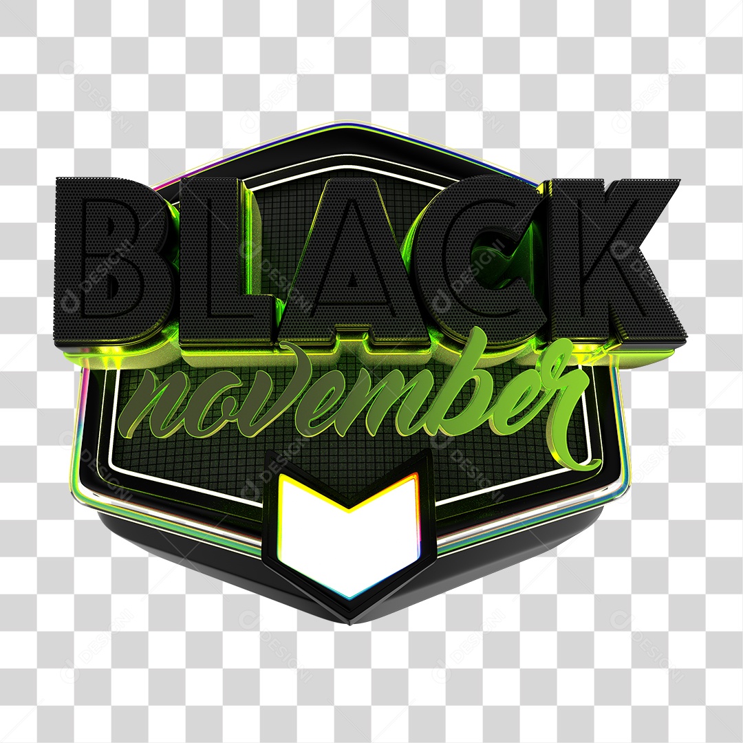 Selo 3D para Composição Black November PNG Transparente Sem Fundo