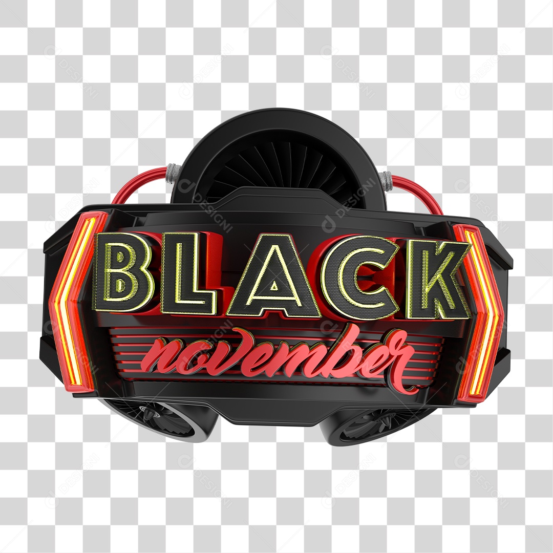 Selo 3D para Composição Black November PNG Transparente Sem Fundo