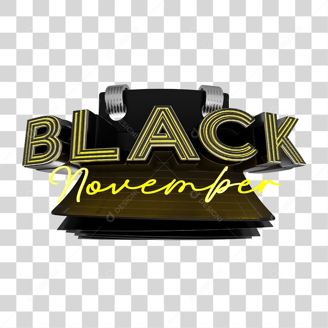 Selo 3D para Composição Black November PNG Transparente Sem Fundo
