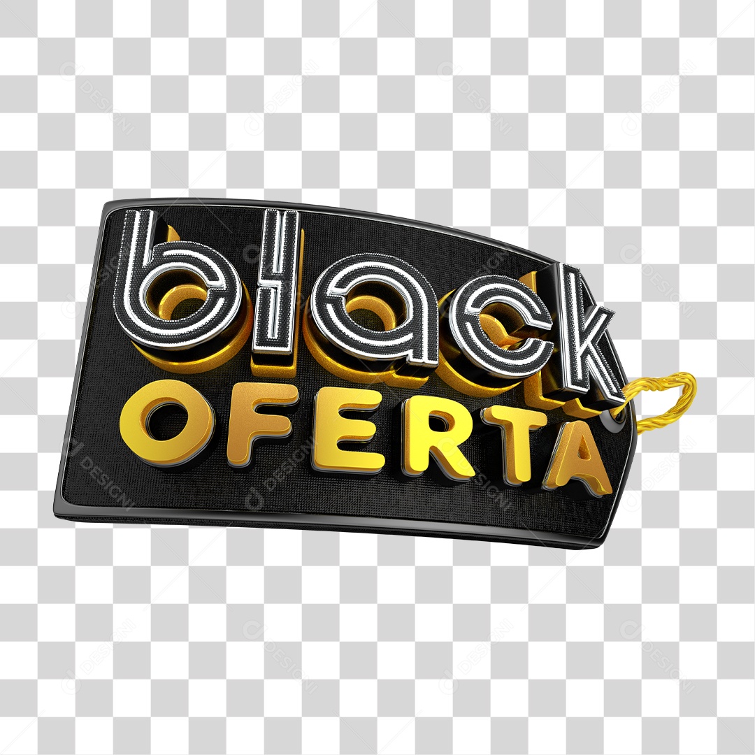 Selo 3D para Composição Black Friday Black Ofertas PNG Transparente Sem Fundo