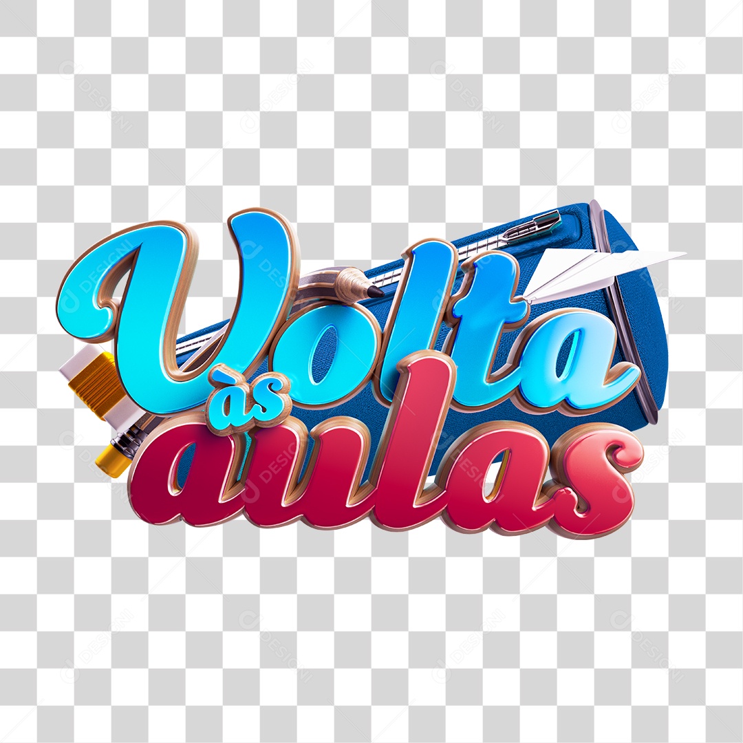 Selo 3D Para Composição Volta às Aulas PNG Transparente