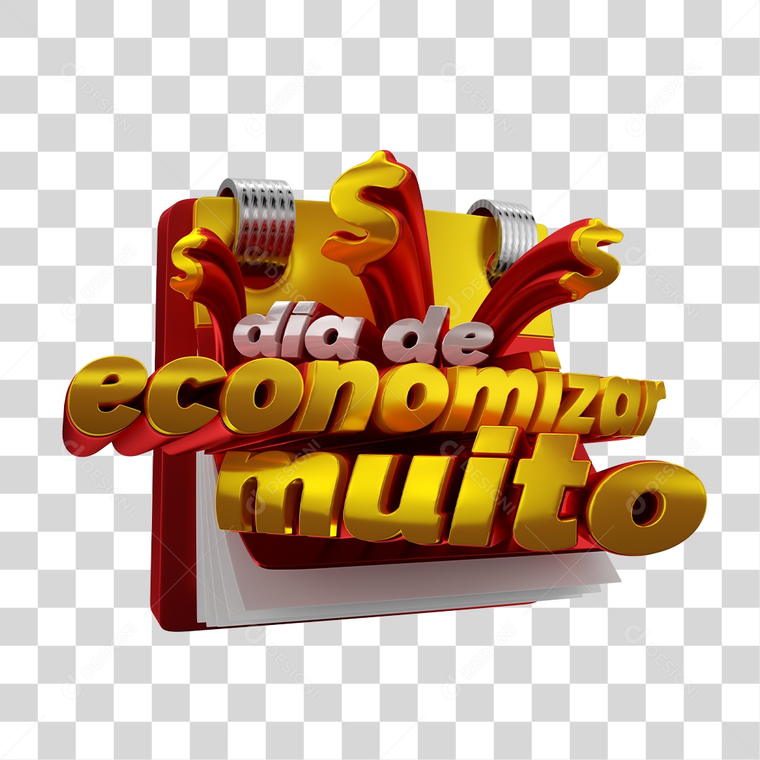 Selo 3D Para Composição Dia de Economizar Muito PNG Transparente