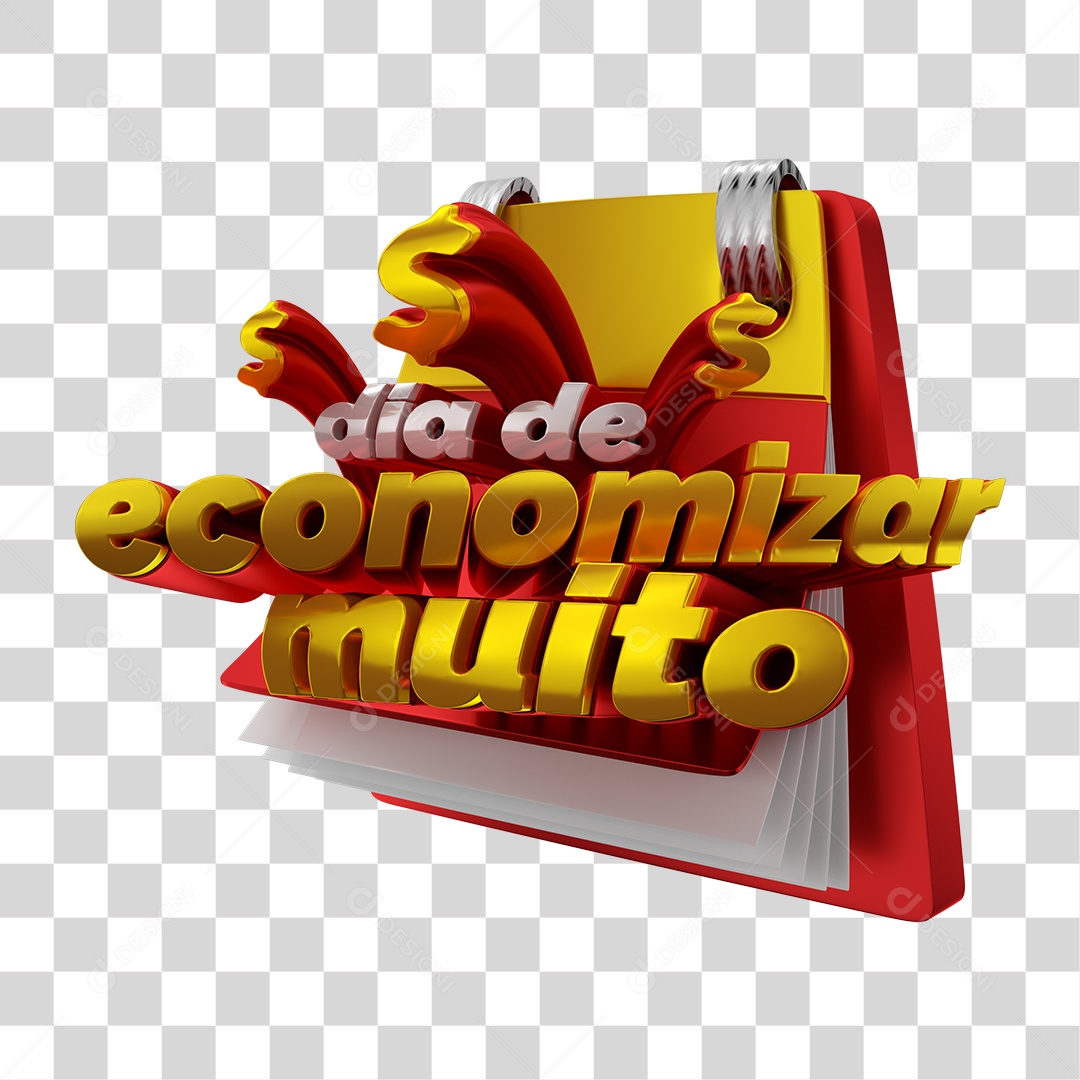 Selo 3D Para Composição Dia de Economizar Muito PNG Transparente