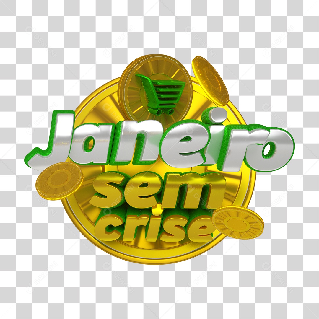 Selo 3D Para Composição Janeiro Sem Crise PNG Transparente