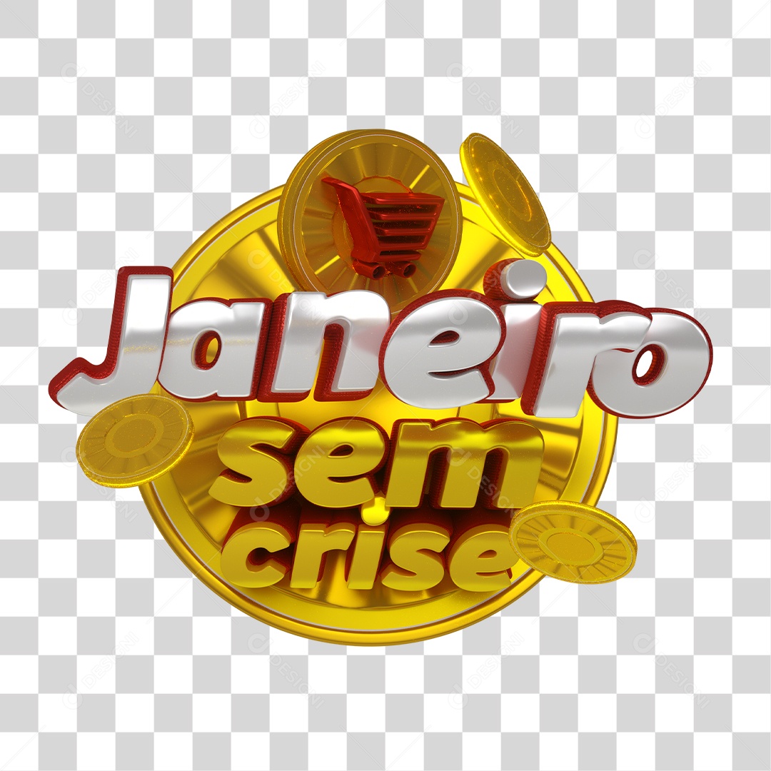 Selo 3D Para Composição Janeiro Sem Crise PNG Transparente