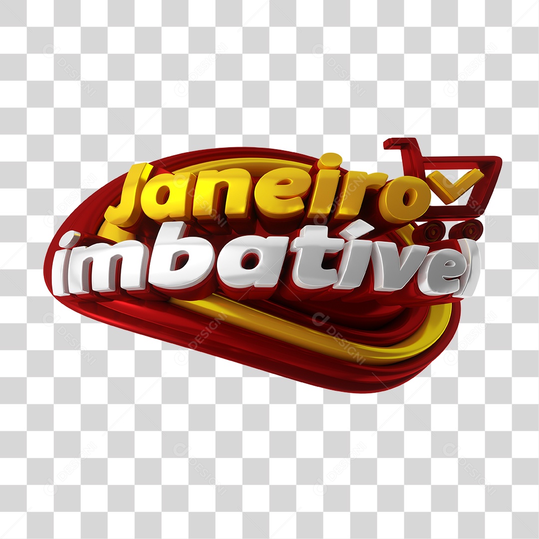 Selo 3D Para Composição Janeiro Imbatível PNG Transparente
