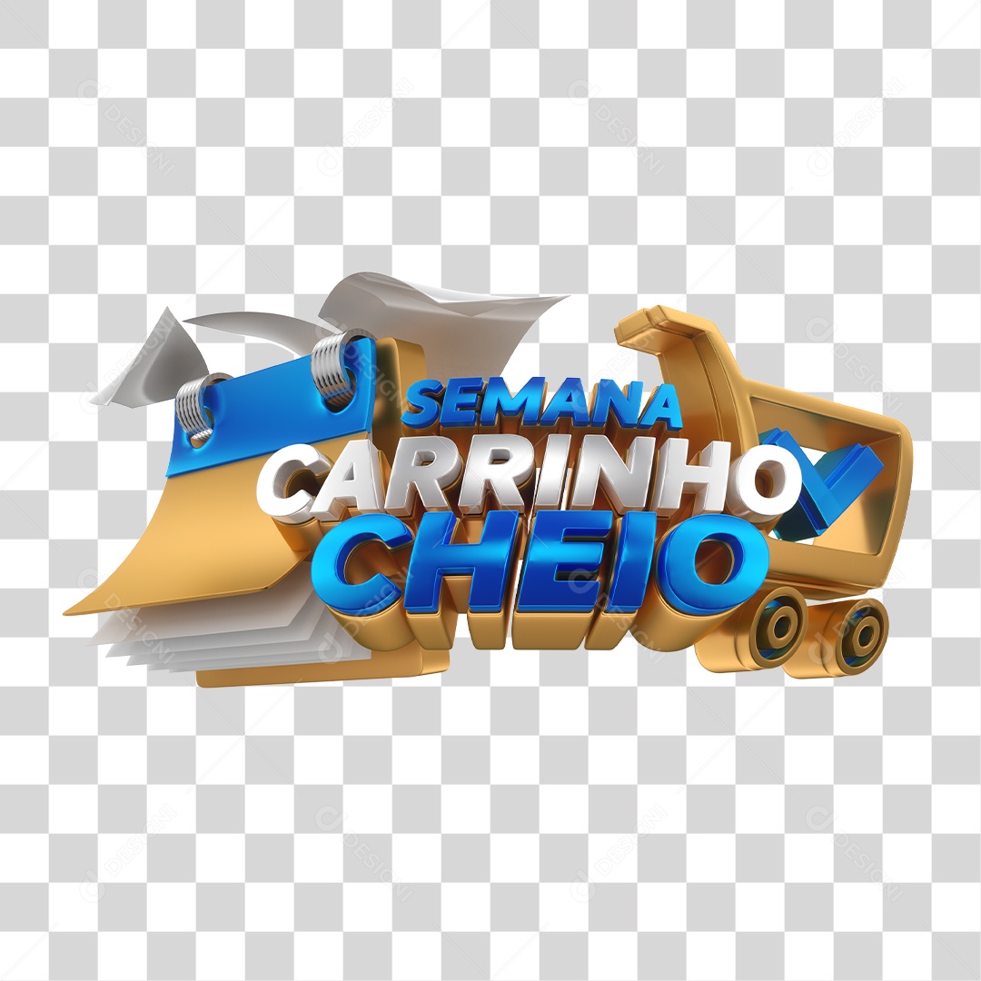 Selo 3D Para Composição Semana Carrinho Cheio PNG Transparente