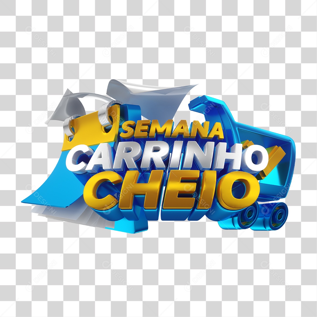Selo 3D Para Composição Semana Carrinho Cheio PNG Transparente