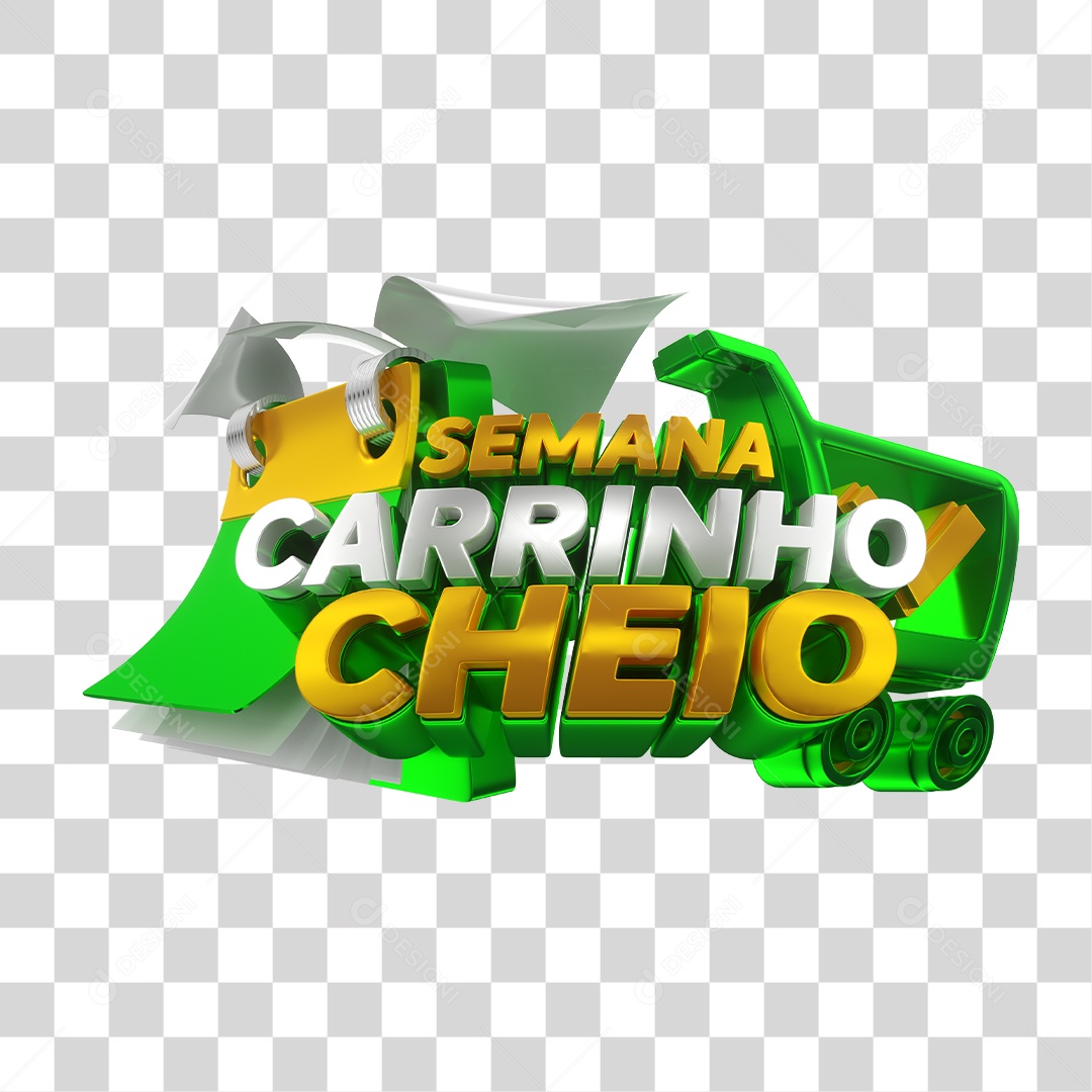 Selo 3D Para Composição Semana Carrinho Cheio PNG Transparente