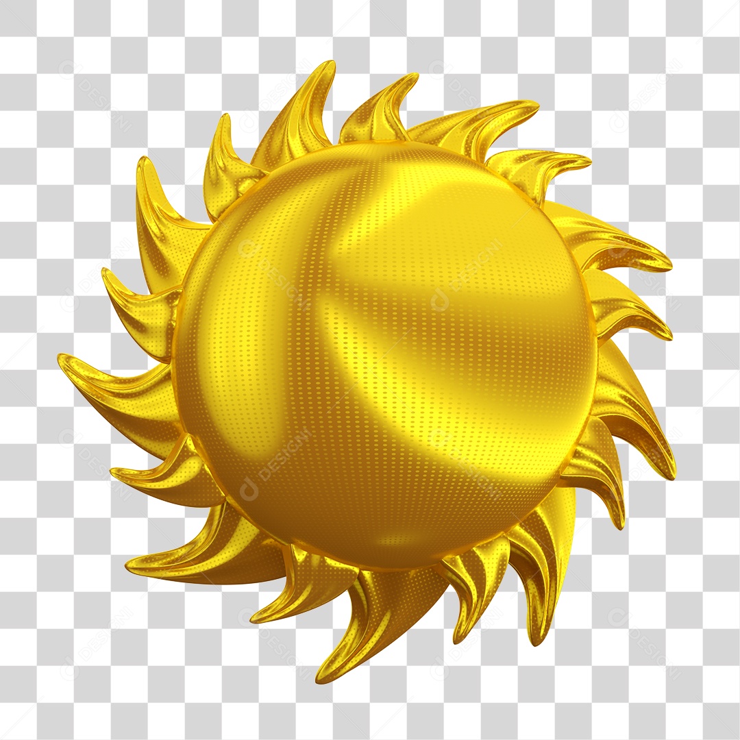 Elemento 3D Para Composição Balão em Forma de Sol PNG Transparente
