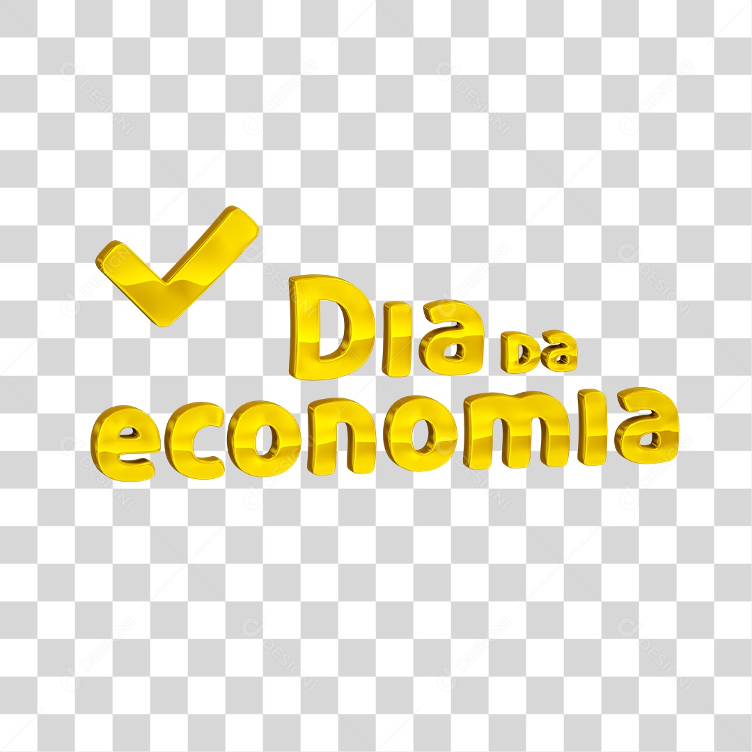 Texto 3D Para Composição Dia da Economia PNG Transparente