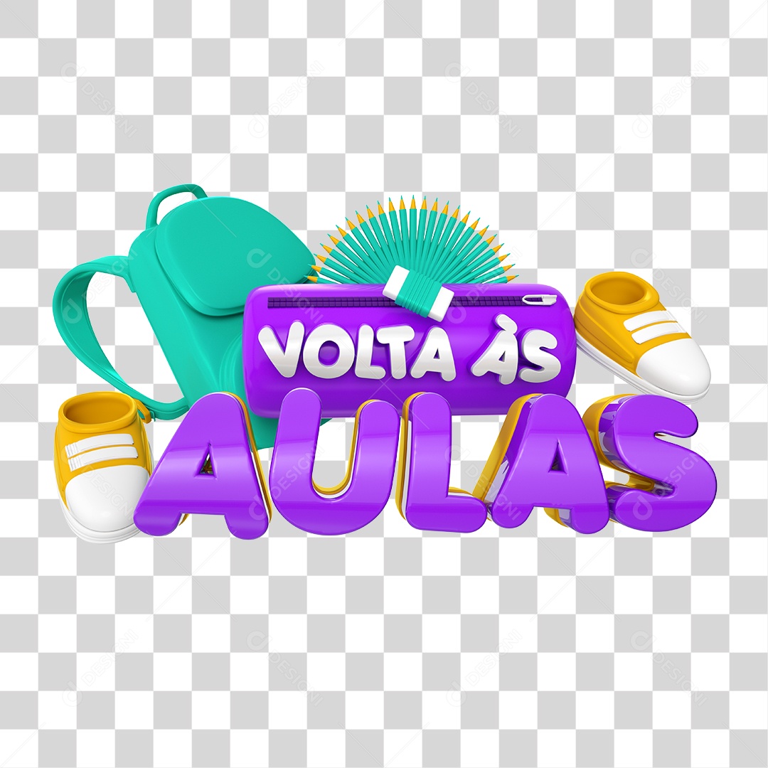 Selo 3D Para Composição Volta às Aulas PNG Transparente