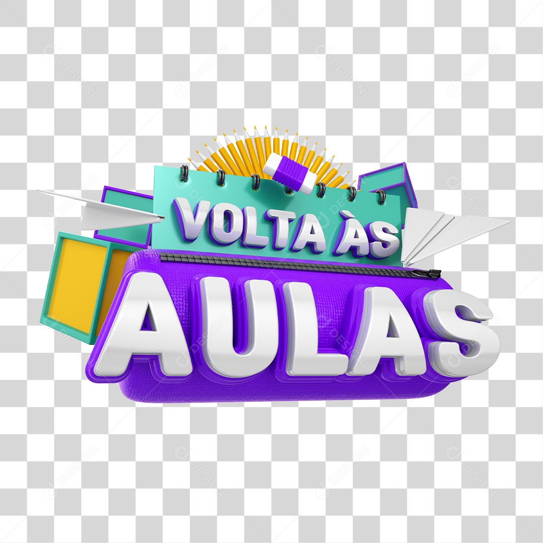 Selo 3D Para Composição Volta às Aulas PNG Transparente