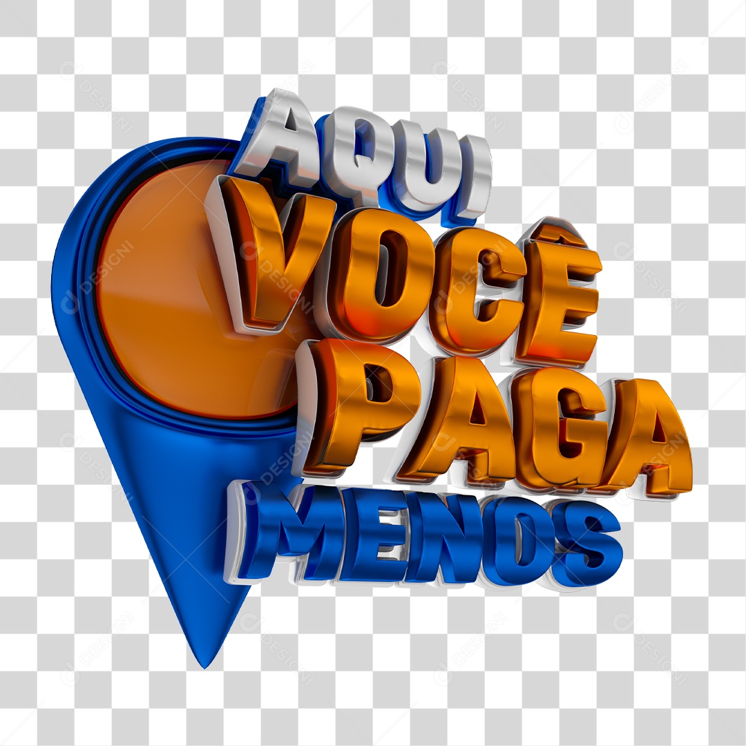 Selo 3D Para Composição Aqui Você Paga Menos PNG Transparente