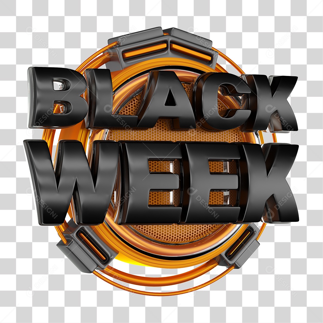 Selo 3D Black Week Para Composição PNG Transparente