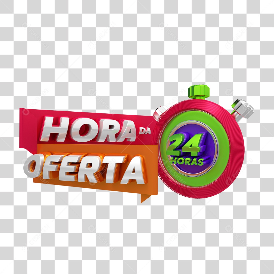 Selo 3D Para Composição Hora da Oferta PNG Transparente