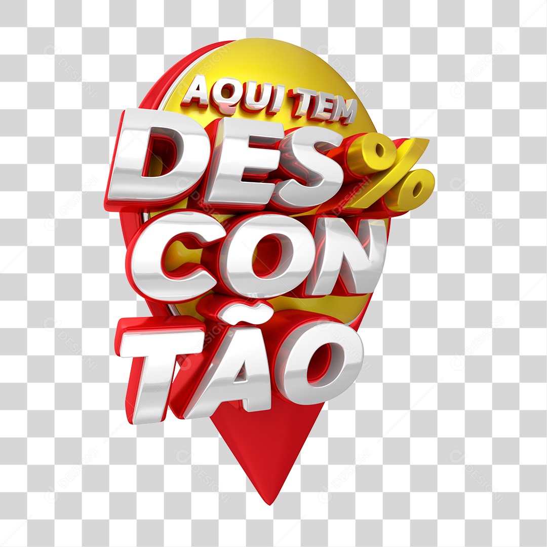 Selo 3D Para Composição Aqui Tem Descontão PNG Transparente
