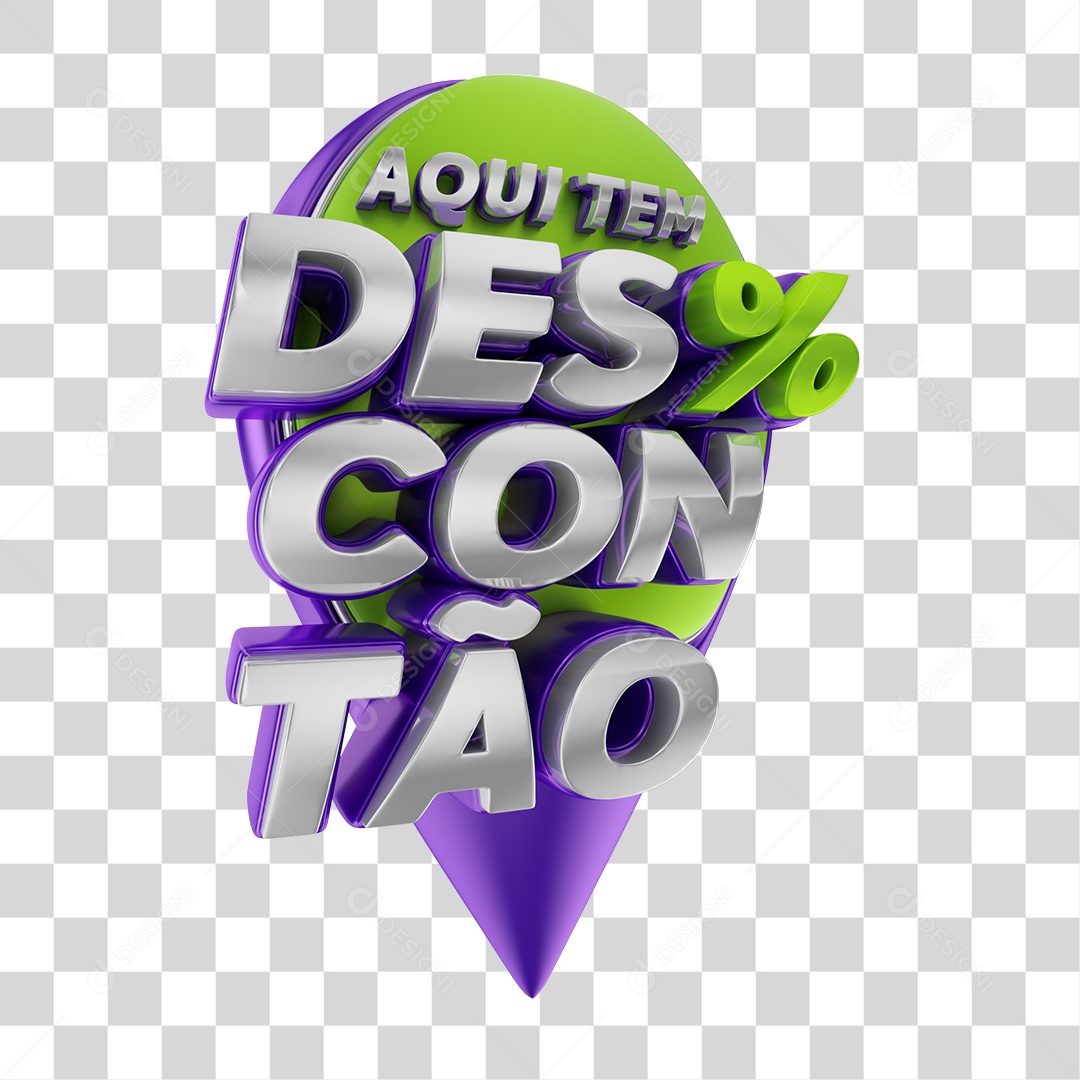 Selo 3D Para Composição Aqui Tem Descontão PNG Transparente