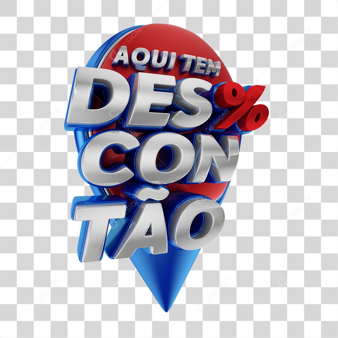 Selo 3D Para Composição Aqui Tem Descontão PNG Transparente