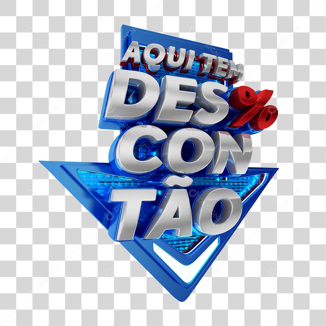 Selo 3D Para Composição Aqui Tem Descontão PNG Transparente