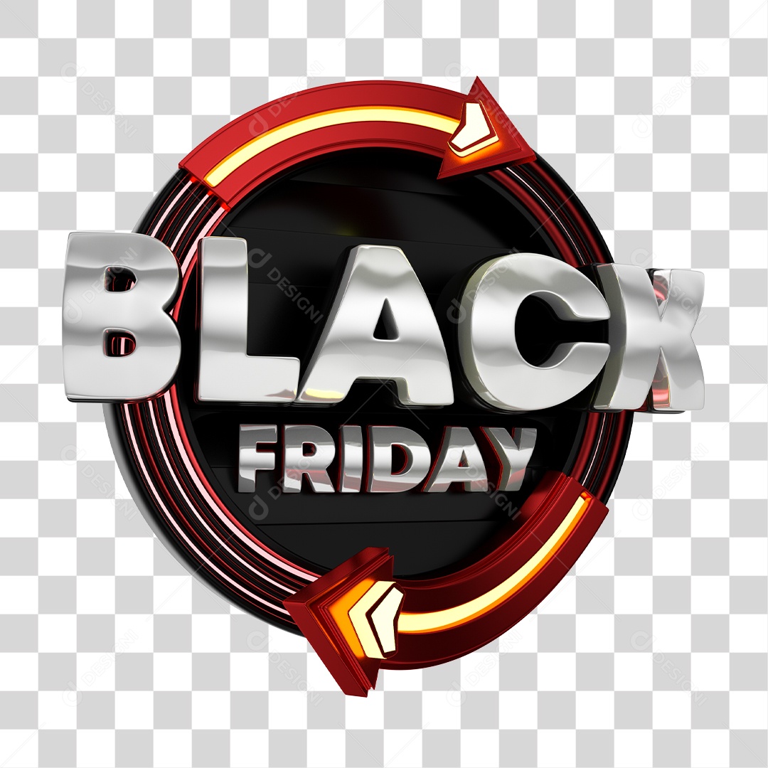 Selo 3D Black Friday Para Composição PNG Transparente