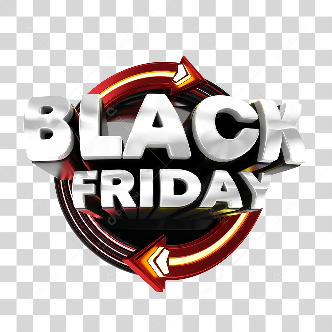 Selo 3D Black Friday Para Composição PNG Transparente