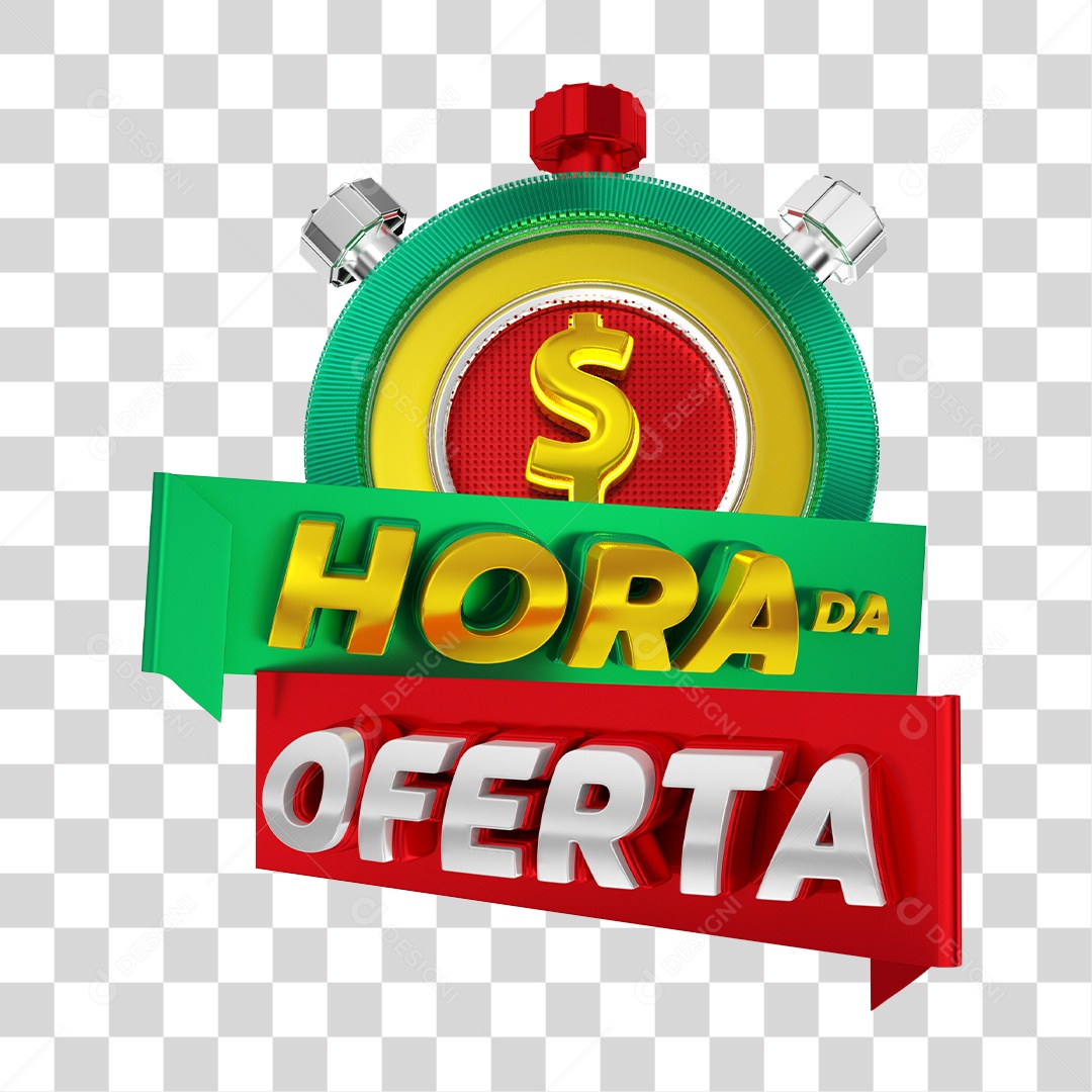 Selo 3D Para Composição Hora da Oferta PNG Transparente