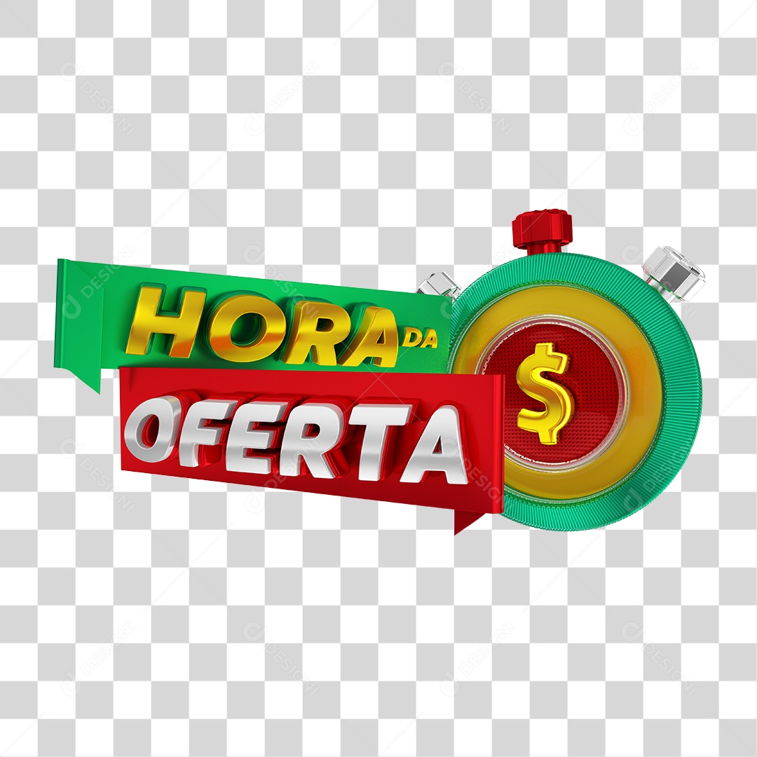 Selo 3D Para Composição Hora da Oferta PNG Transparente