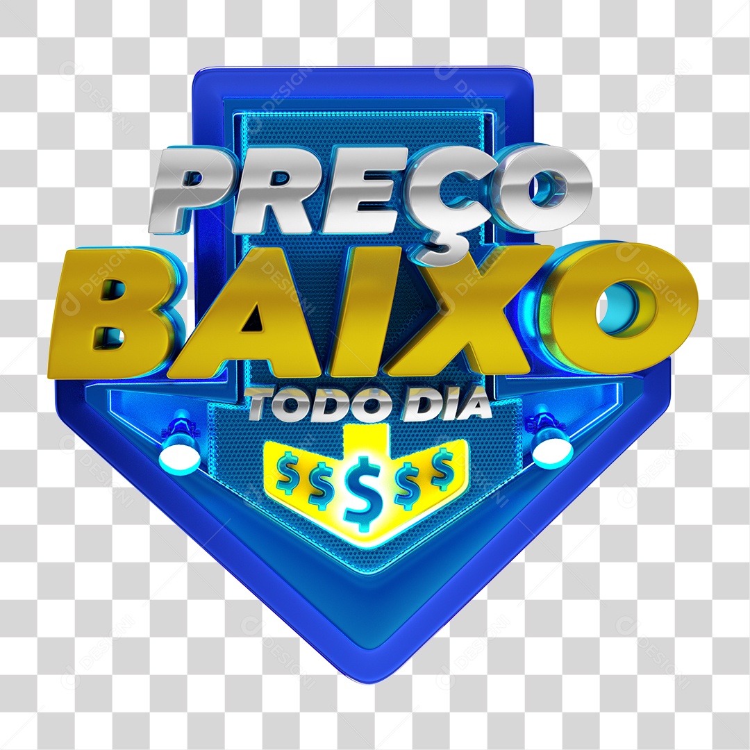 Selo 3D Para Composição Preço Baixo Todo Dia PNG Transparente