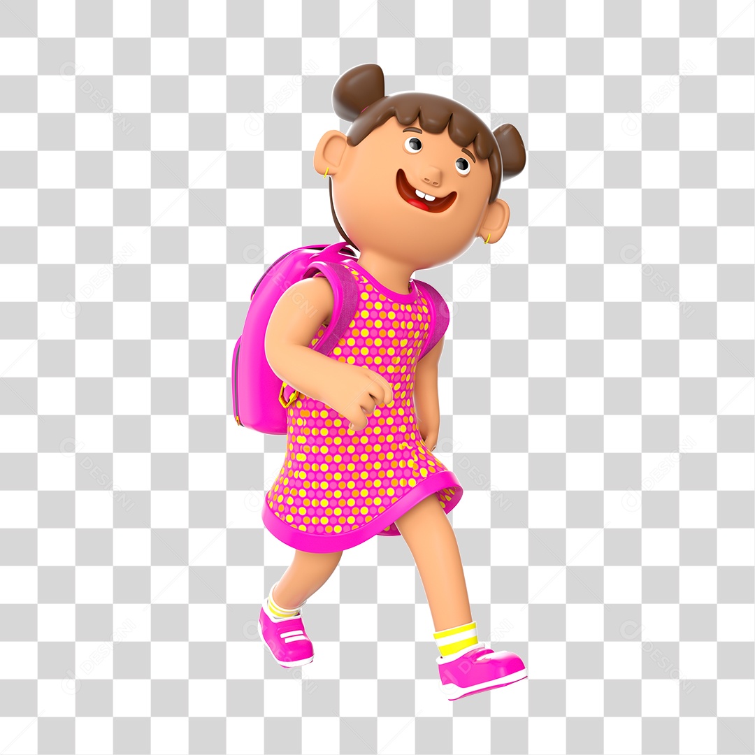 Ilustração de Menina Indo Pra Escola PNG Transparente